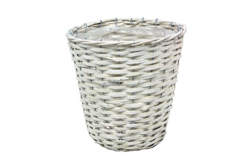 White wicker planter