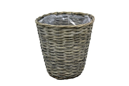 Gray wicker planter