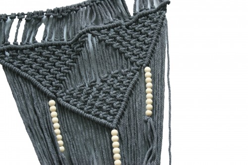 Gray macrame with beads