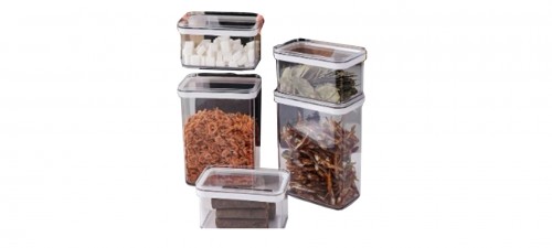 Rectangular acrylic jar with bamboo lid