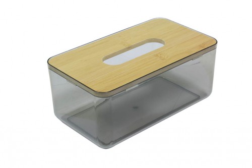 Rectangular acrylic jar with bamboo lid