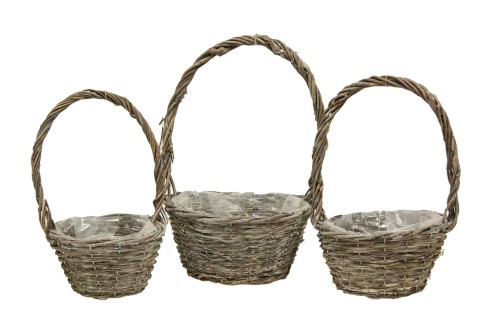 Cesta de mimbre gris redonda s/3