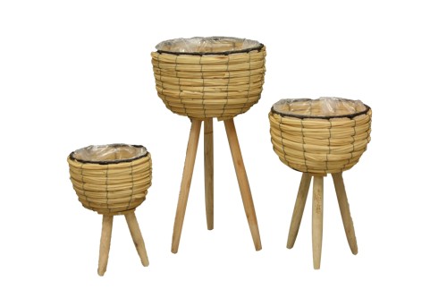 Maceteros mimbre patas s/3