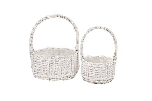 Cesta de mimbre blanca redonda s/2