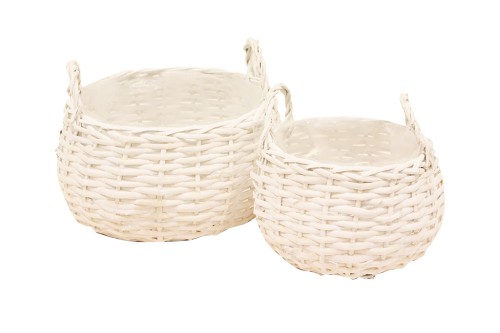 Cesta mimbre blanca s/2
