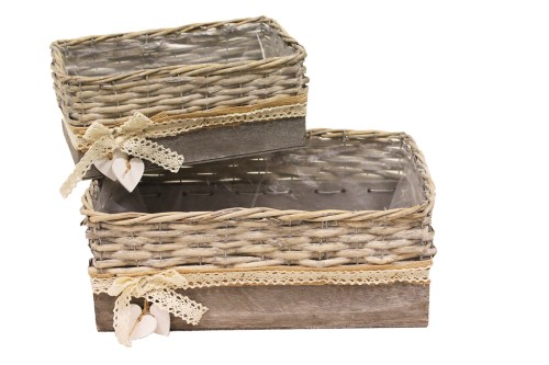 Macetero rectangualar con puntilla y corazon s/2