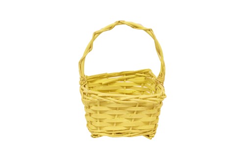Cesta mimbre cuadrada amarilla