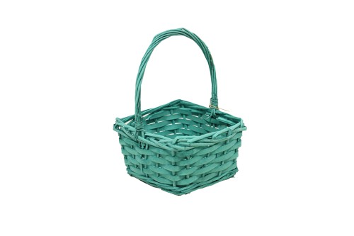 Cesta mimbre cuadrada verde