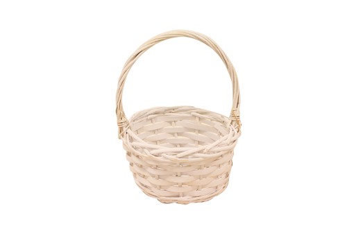 Cesta mimbre redonda blanca