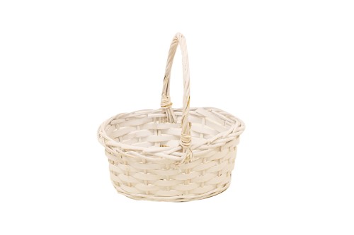Cesta mimbre ovalada blanca