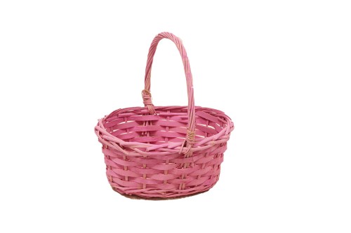 Cesta mimbre rosa ovalada