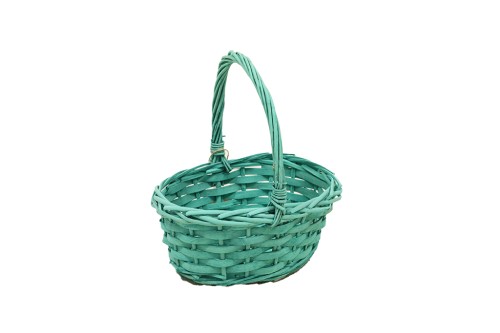 Cesta mimbre ovalada verde