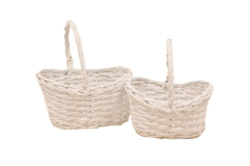 Cesta mimbre blanca s/2