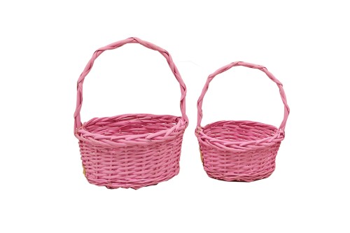 Cesta mimbre rosa s/2