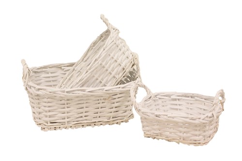 Cesta square mimbre blanca s/3