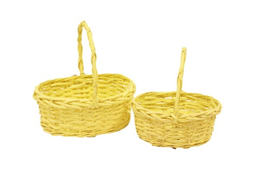 Cesta mimbre amarilla s/2