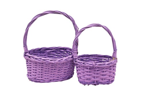 Cesta mimbre morada s/2