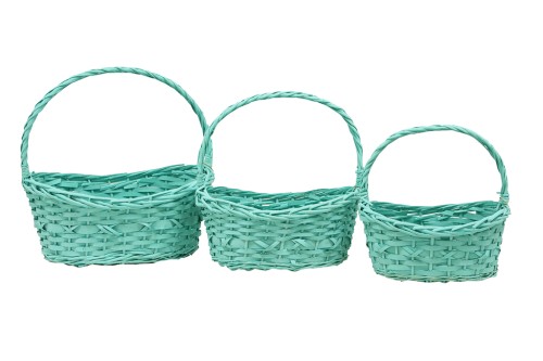 Cesta mimbre verde s/3