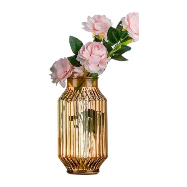 Jarron de cristal marron con rayas