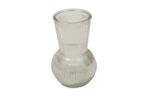 Jarron de cristal transparente base redonda rayas