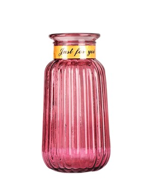 Jarron de cristal rosa rayas