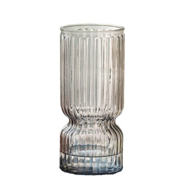 Jarron de cristal gris rayas dos formas