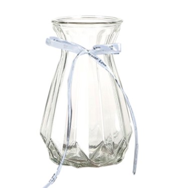 Jarron de cristal transparente con lazo
