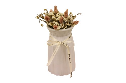 White opaque glass vase 18cm