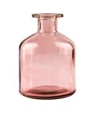 Jarron de cristal rosa botella pequeña