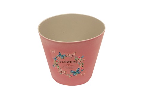 Macetero redondo plastico flowers rosa