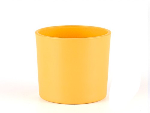 Jarron de cristal cilindro amarillo