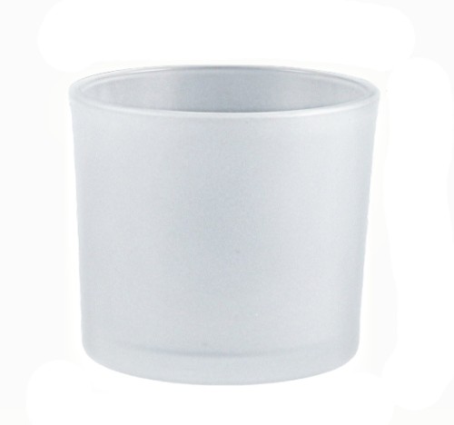 Jarron de cristal cilindro blanco mate