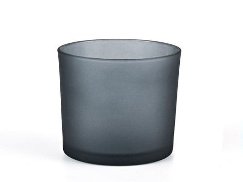 jarron de cristal cilindro negro mate