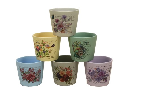 Maceteros en forma de vaso multicolores