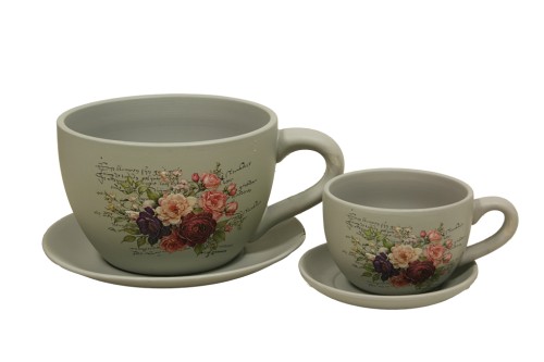 Taza macetero gris