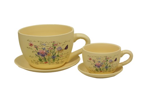 Taza macetero color amarillo