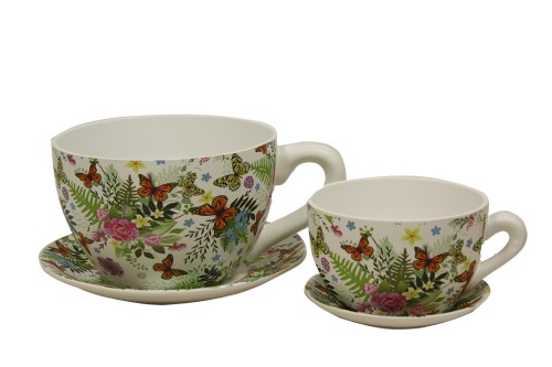 Taza macetero con mariposas s/2