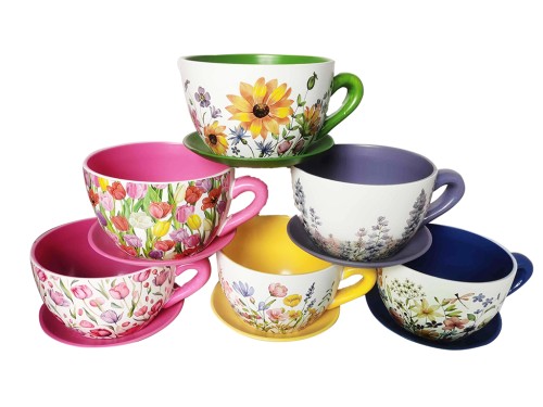 Tazas macetero flores s/6