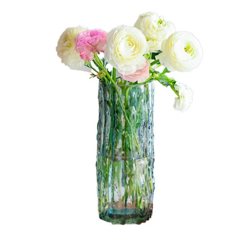 Grey Glass Cylinder Vase with Stripes