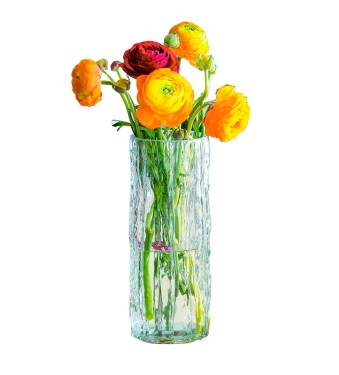 Clear Glass Cylinder Vase with Stripes