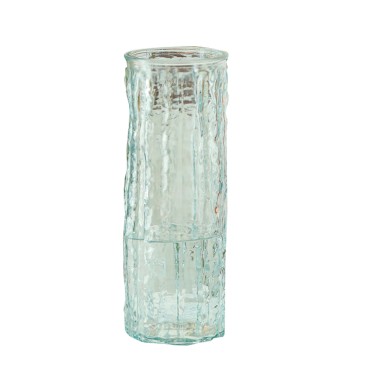 Jarron de cristal transparente cilindro con rayas