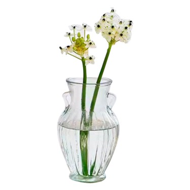 Clear Glass Vase with Braided Design and Handle