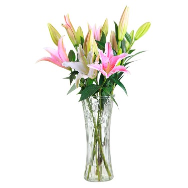 Clear Glass Vase with Design