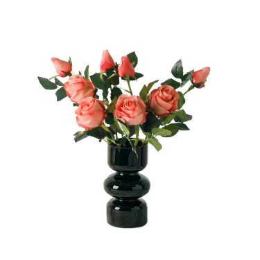 Black Glass Vase with Three Shapes