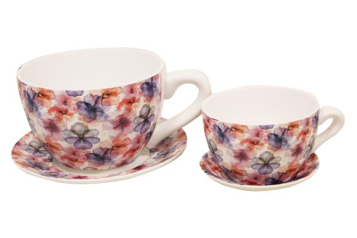Taza macetero flores s/2