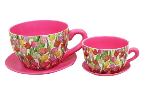 Taza macetero tulipanes s/2