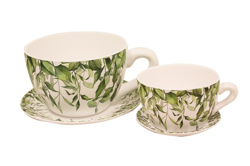 Taza macetero hojas s/2