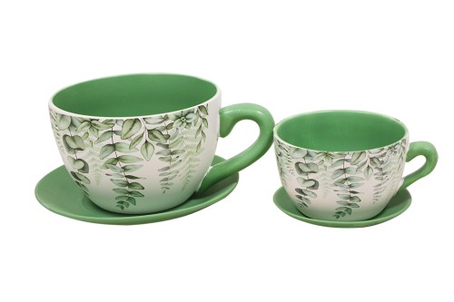 Taza macetero hojas s/2