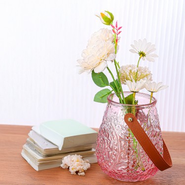 Pink oval glass vase
