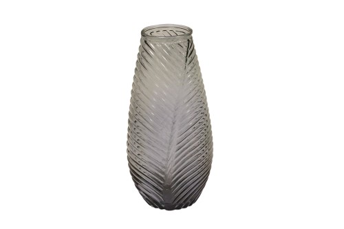 Jarron de cristal rayas gris